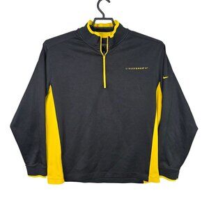Mens Nike Golf Sport Livestrong Dri-FIT 1/4 Zip Pullover Shirt Black & Yellow XL